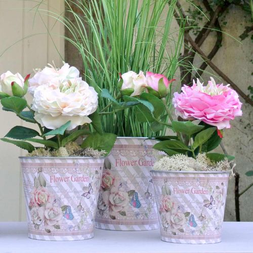 Floristik24 Květináč kovový růže letní dekorace květináč Ø15cm V15,5cm