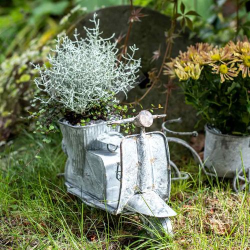 Floristik24 Květináč koloběžka kovová vintage bílá praná 35×12×23cm