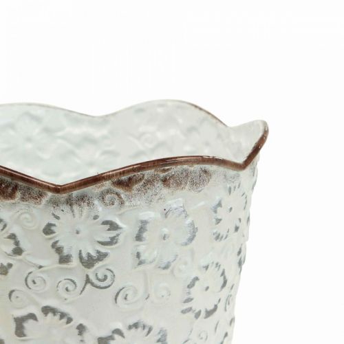 Floristik24 Květináč bílý kovový květináč Ø13cm H11,5cm