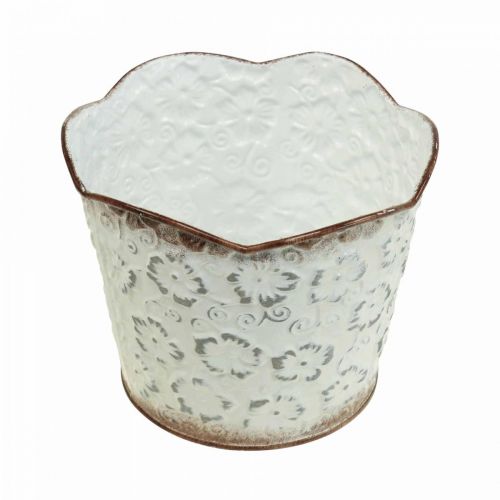 Floristik24 Květináč bílý kovový květináč Ø13cm H11,5cm