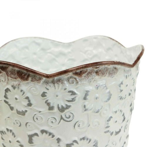Floristik24 Květináč bílý kovový květináč Ø16cm H12,5cm