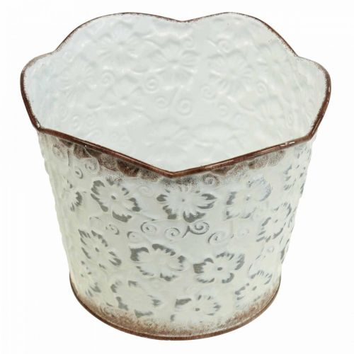 Floristik24 Květináč bílý kovový květináč Ø16cm H12,5cm