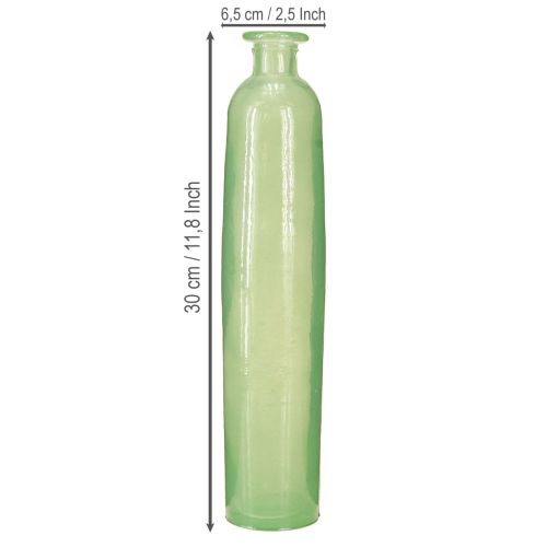 položky Váza na květiny skleněná dekorativní váza v zelené barvě vysoká Ø6,5cm V30cm