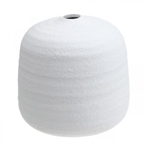 Váza na květiny, keramická váza, dekorativní váza bílá Ø19cm H18cm