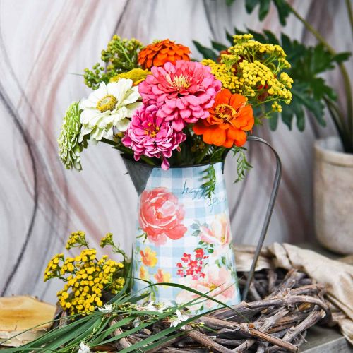 Váza na květiny dekorativní džbán kovový vintage zahradní dekorace květináč V23cm