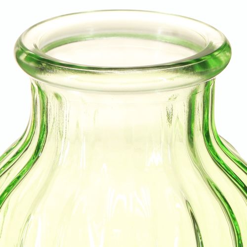 položky Vázy na květiny zelená skleněná dekorace retro Ø11cm V14,5cm 2ks