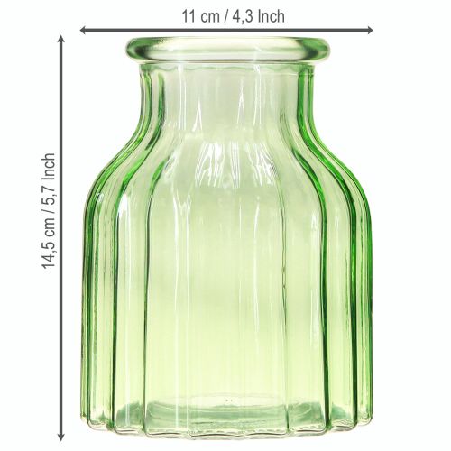 položky Vázy na květiny zelená skleněná dekorace retro Ø11cm V14,5cm 2ks