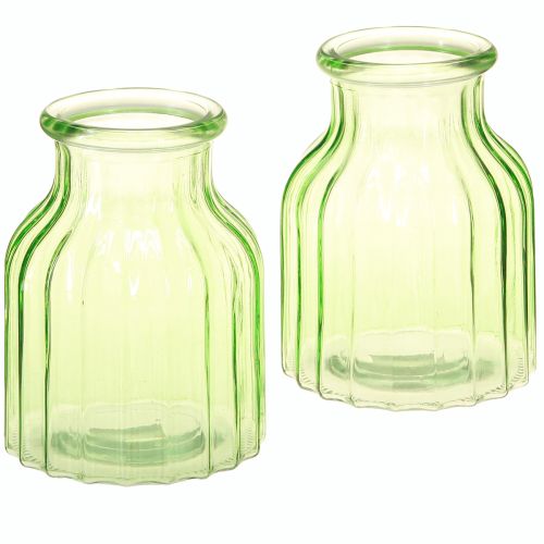 položky Vázy na květiny zelená skleněná dekorace retro Ø11cm V14,5cm 2ks