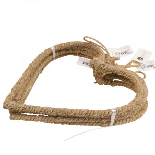 Floristik24 Boho styl, srdce kovový prsten ozdobný prsten jutová stuha B23cm 4ks