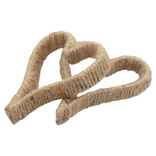 Floristik24 Boho styl srdce kovový prsten ozdobný prsten jutová stuha 11cm 6ks