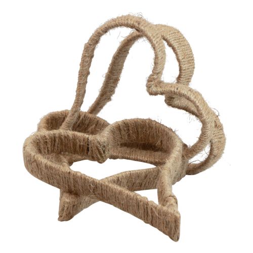 Floristik24 Boho styl, srdce kovový prsten ozdobný prsten jutová stuha 20cm 4ks