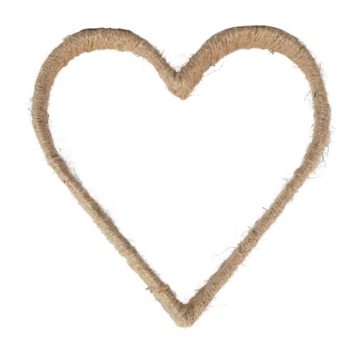 Floristik24 Boho styl, srdce kovový prsten ozdobný prsten jutová stuha 30cm