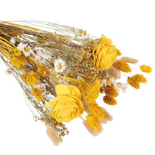 položky Kytice sušených květin s růžemi ze dřeva Sola. Elegantní kytice pro přírodní dekoraci domova. 50 cm