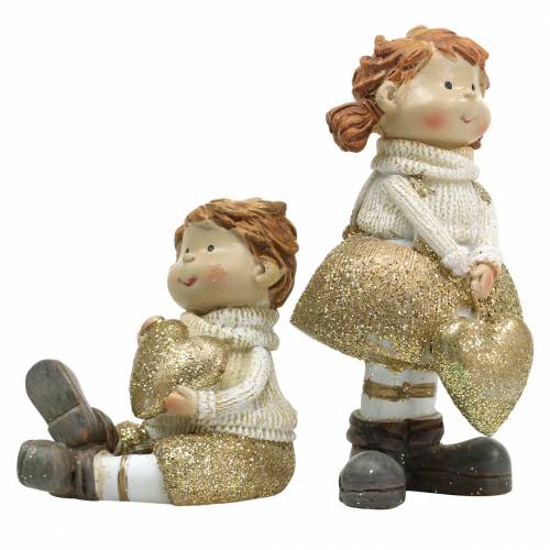 položky Ozdobné figurky bratříčka a sestřička zlaté, třpytky 10 / 6,5 cm sada 2 ks