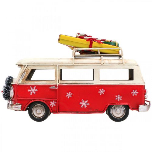 Floristik24 Vánoční dekorace Auto Vánoční Autobus Vintage Bus Červený L17cm
