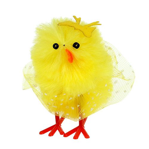 Floristik24 Žinylková kuřátka s šaty, mašlička 5cm žlutá 4 ks