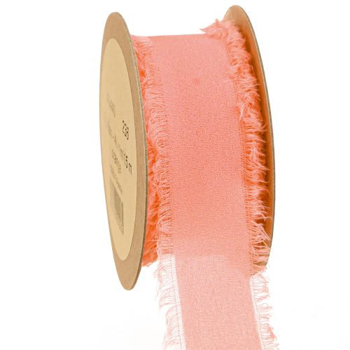 Floristik24 Šifonová stuha oranžová pastelová látková stuha třásně 40mm 15m