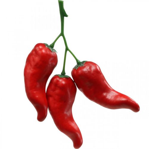 Červené chilli papričky deco food atrapa 9cm 3ks na větvi