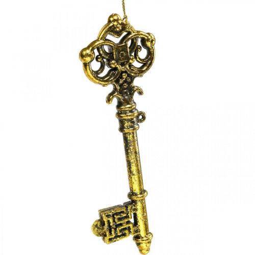 Ozdoby na vánoční stromeček deco klíč zlatý H14,5cm 12ks