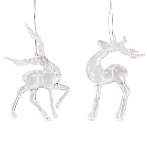 položky Vánoční ozdoba na stromeček jelen dekorativní figurka akryl 12,5/15cm 2ks
