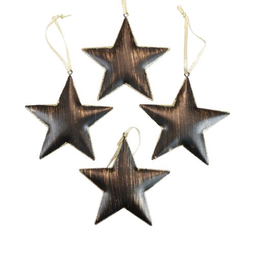 Floristik24 Ozdoby na vánoční stromeček dekorační hvězda kov černé zlato Ø11cm 4ks