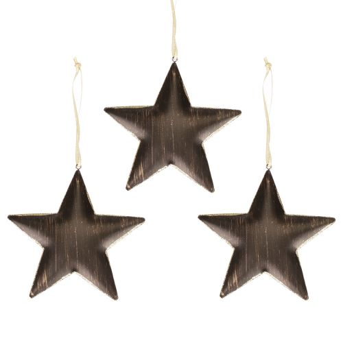 položky Ozdoba na vánoční stromeček dekorace hvězda kov černé zlato Ø15cm 3ks