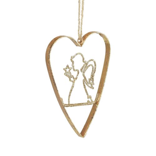 Ozdoby na vánoční stromeček srdce kovová dekorace srdce zlatá 12cm 6ks