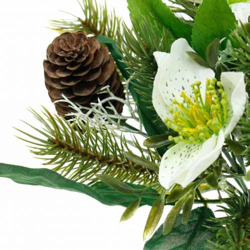 Floristik24 Umělá vánoční kytice růží s jedlí a šiškami V26cm