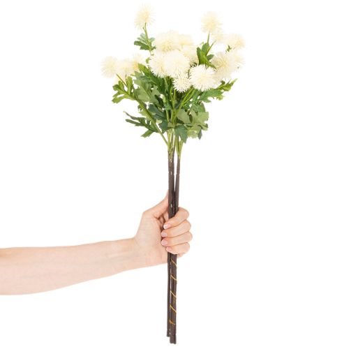 Umělý květ chryzantémy, krémově bílá kytice, dekorativní větvička, velká 56 cm, 4 kusy | Floristik24.cz