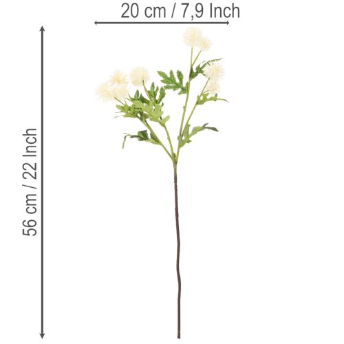 Umělý květ chryzantémy, krémově bílá kytice, dekorativní větvička, velká 56 cm, 4 kusy | Floristik24.cz