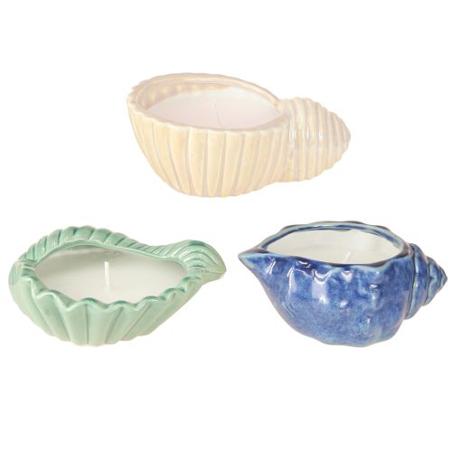 Floristik24 Venkovní keramická svíčka Citronella Candle Shell 14cm 3ks
