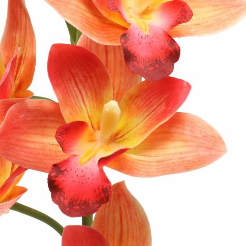 Floristik24 Orchidej umělá květina Cymbidium Orange 74cm