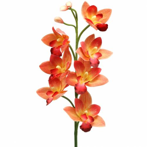 Floristik24 Orchidej umělá květina Cymbidium Orange 74cm