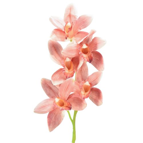 Cymbidium orchidej umělá 5 květů broskev 65cm