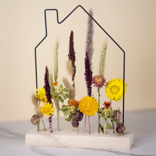 Floristik24 DIY truhlík na květiny s domečkem ze sušených květin 34,5×24,5 cm