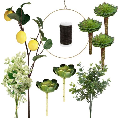 Floristik24 DIY ozdobný prsten na krabičku s ozdobou citronu na zavěšení Ø40cm