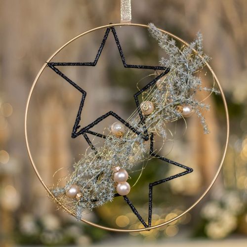 Floristik24 DIY krabička dekorace na okno Vánoční černý zlatý drát Ø30cm