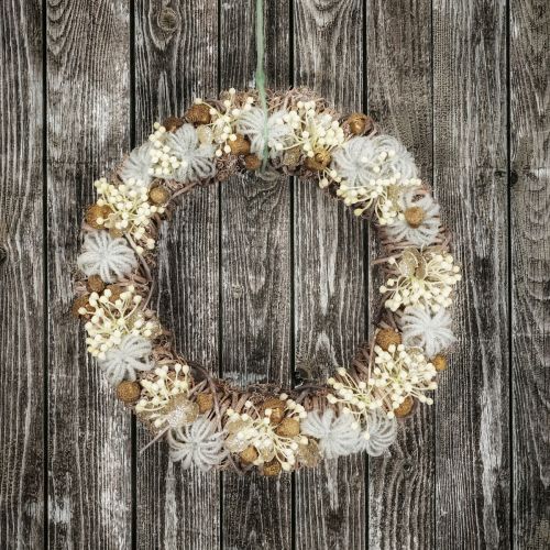 Floristik24 DIY krabicový věnec na dveře Adventní dekorační věnec Vánoční věnec Ø38cm