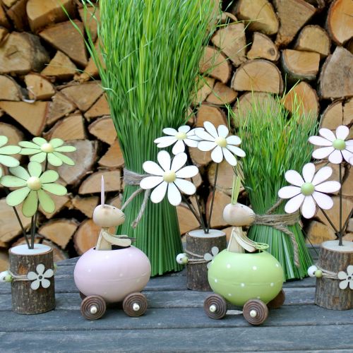 Floristik24 Zajíček ve vajíčku autíčko 15cm x 8cm x 7,5cm 3ks