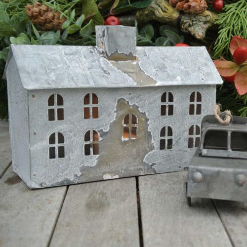 položky Lampionový domeček kovový, dekorace na Vánoce, shabby chic, bílá praná, starožitný vzhled V12,5cm L17,5cm