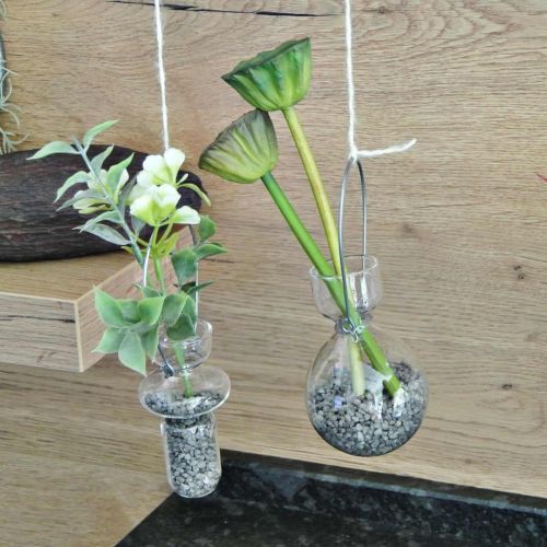 Floristik24 Mini skleněné vázy na zavěšení skleněné dekorace s drátěným ramínkem H14cm 4ks