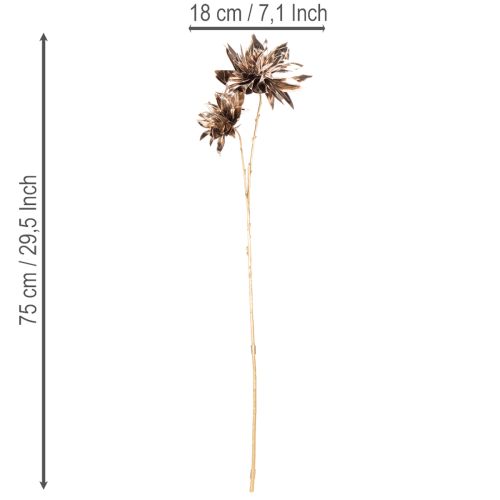 Umělý květ jiřiny, s dlouhým stonkem a dvěma květy, 75 cm | Floristik24.cz