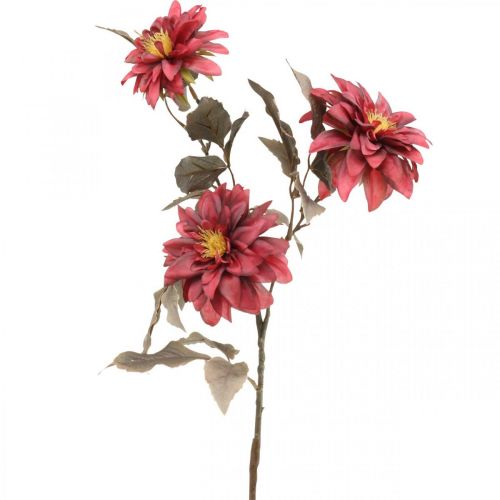 Umělá květina jiřina červená, hedvábná květina podzimní 72cm Ø9/11cm