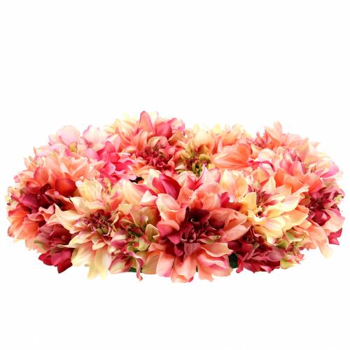 položky Věnec z květů jiřinek růžový, krémový Ø42cm