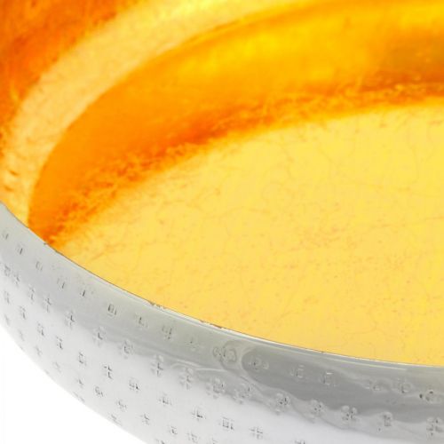 Floristik24 Dekorativní miska kovová kulatá Zlatý a stříbrný podnos Ø36,5cm