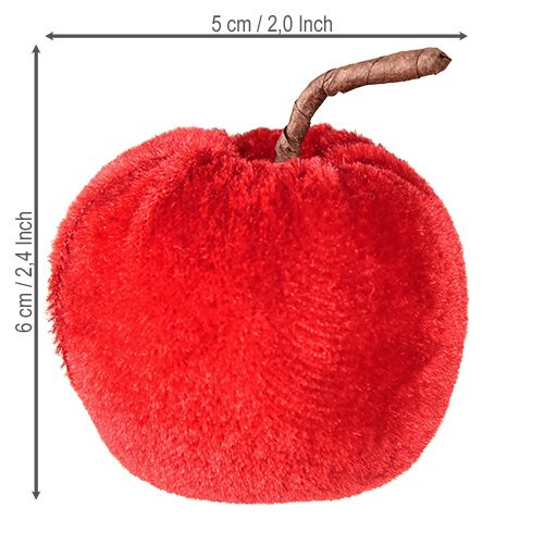 položky Dekorativní látka jablka podzimní dekorace samet červená Ø5cm V6cm 12 ks
