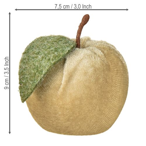 položky Dekorativní jablečný samet s listy hnědožlutý Ø7,5 cm V9 cm 9 ks