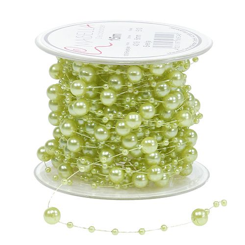 položky Deko stuha s perličkami světle zelená 6mm 15m