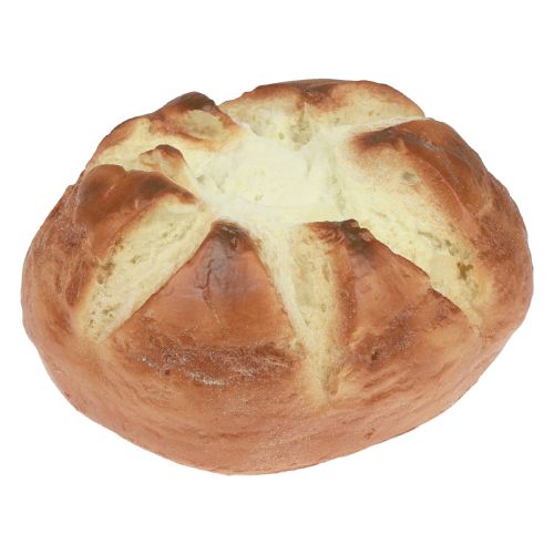 položky Dekorativní chlebová atrapa Velikonoční chléb dekorace výloha pekárna Ø16cm
