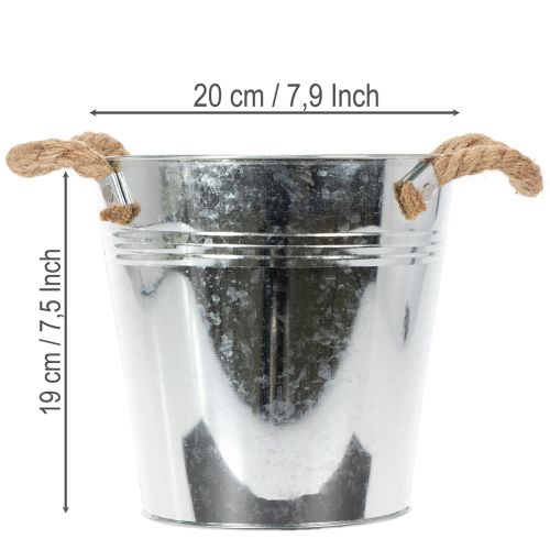 Dekorativní kovový květináč s lanovými úchyty Ø20cm | Floristik24.cz